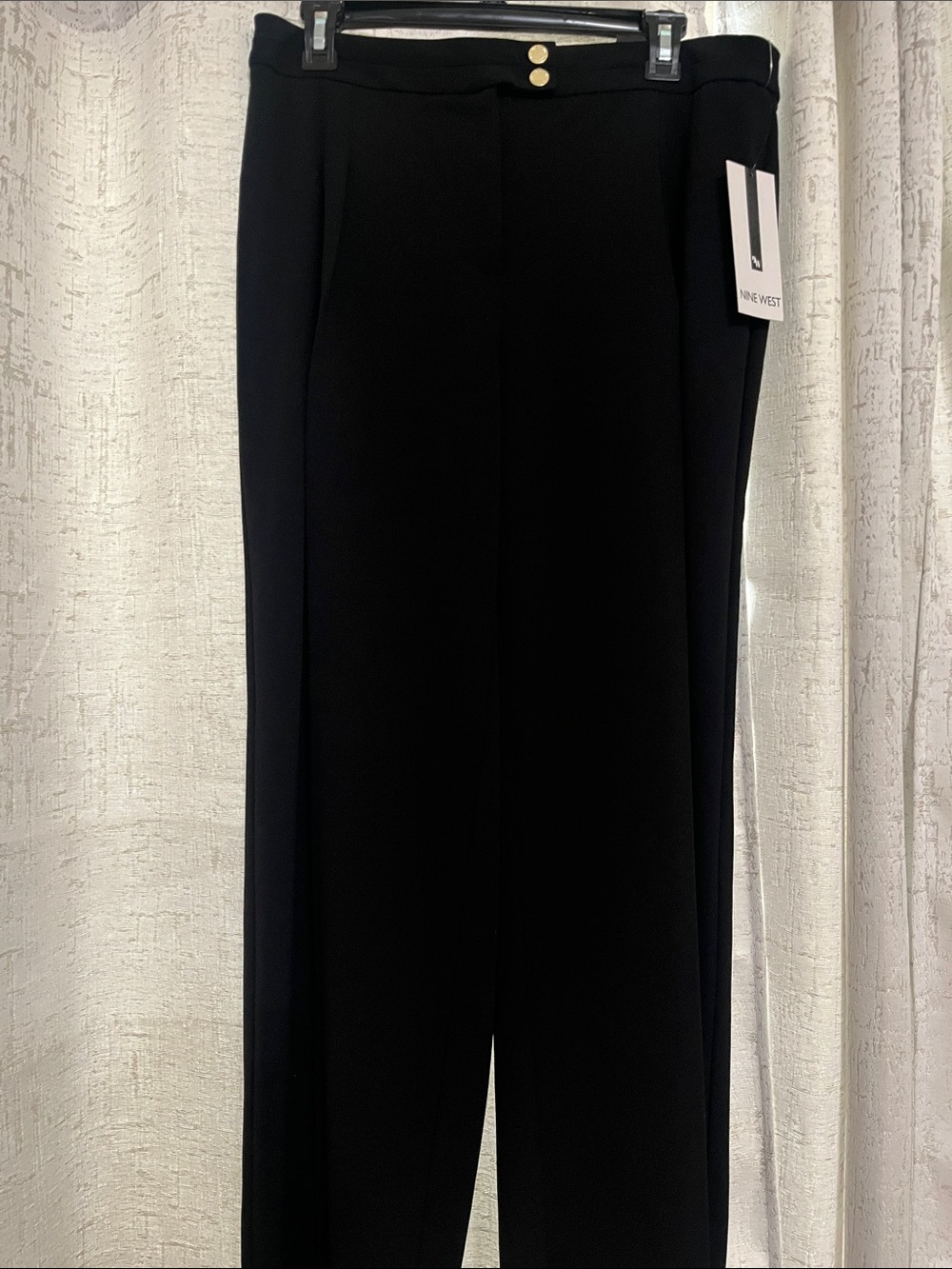 Nine West Black High-Waist Straight-Leg Trousers